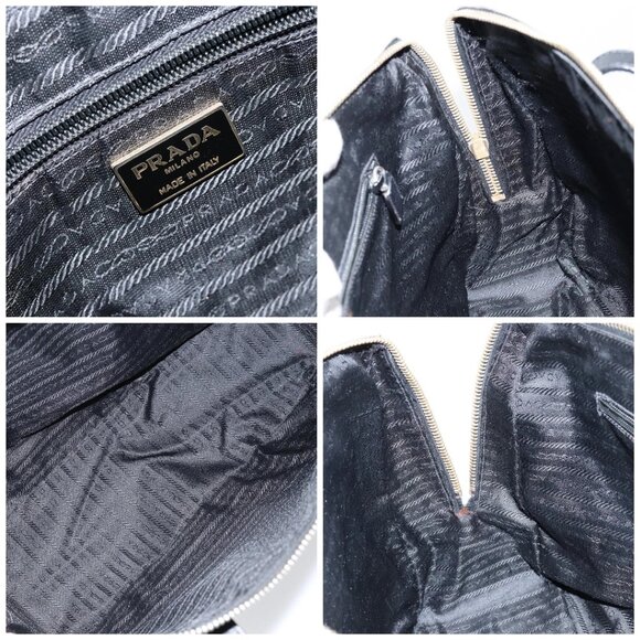 PRADA Hand Bag Safiano leather Black Gold Auth - Picture 15 of 16